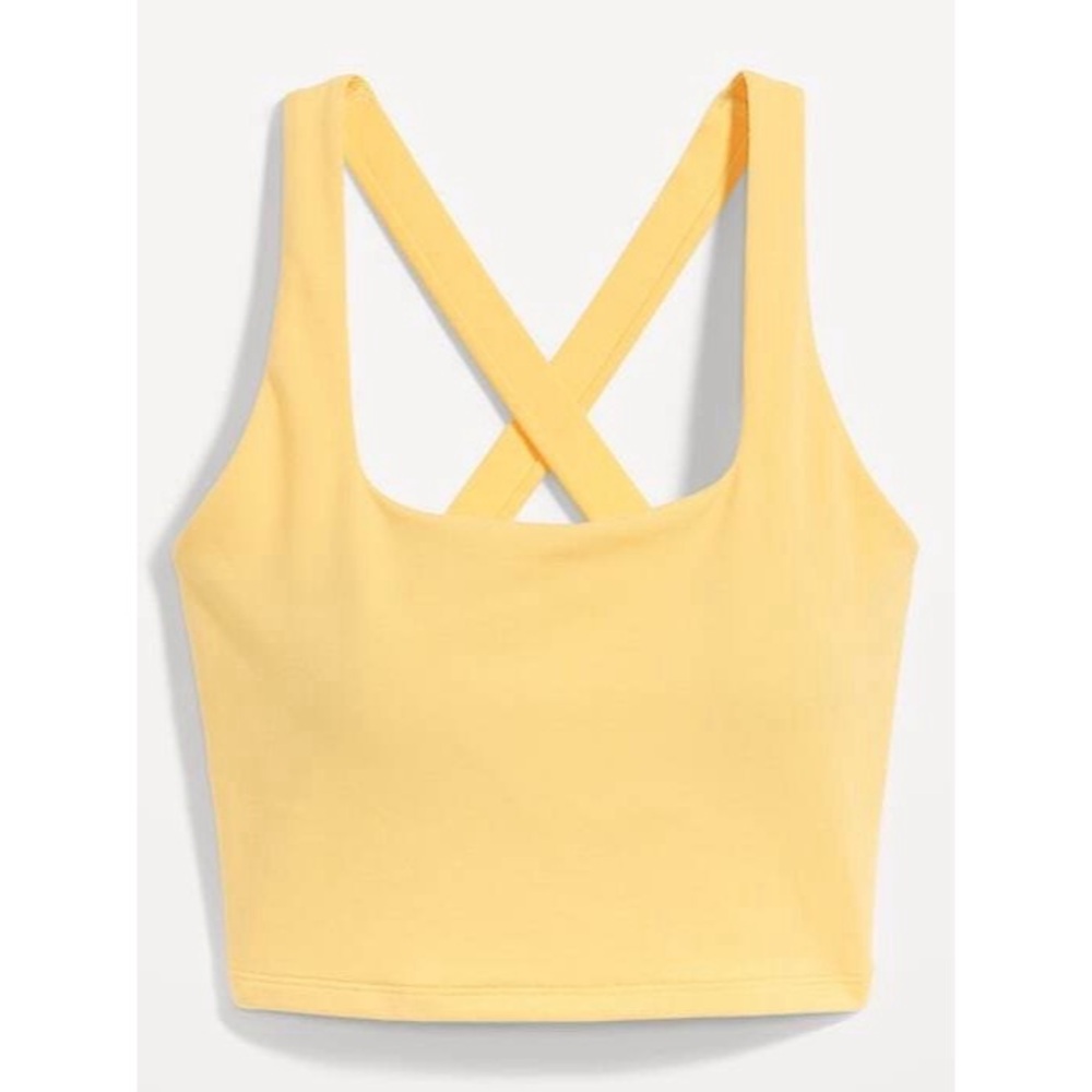 Old Navy Light Support PowerChill Cross-Back Longline Sports Bra - ButterCup